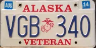 ALASKA 2014 MARINE CORPS LICENSE PLATE