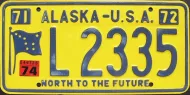 ALASKA 1974 LICENSE PLATE