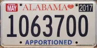 ALABAMA 2017 APPORTIONED TRUCK LICENSE PLATE - B