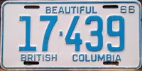 BRITISH COLUMBIA 1966 LICENSE PLATE