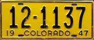 COLORADO 1947 LICENSE PLATE