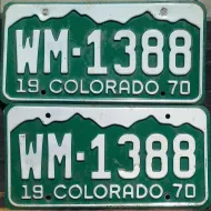 COLORADO 1970 LICENSE PLATE PAIR