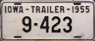 IOWA 1955 TRAILER LICENSE PLATE