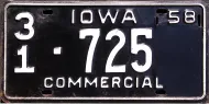 IOWA 1958 COMMERCIAL TRUCK LICENSE PLATE
