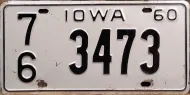 IOWA 1960 LICENSE PLATE