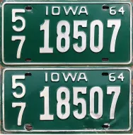 IOWA 1964 LICENSE PLATE PAIR