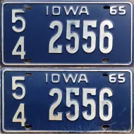 IOWA 1965 LICENSE PLATE PAIR