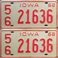 IOWA 1968 LICENSE PLATE PAIR
