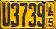 ILLINOIS 1915 REAR LICENSE PLATE