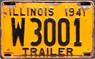 ILLINOIS 1941 TRAILER LICENSE PLATE