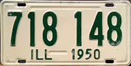 ILLINOIS 1950 LICENSE PLATE