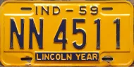INDIANA 1959 LICENSE PLATE