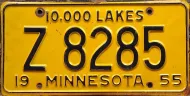 MINNESOTA 1955 TRAILER LICENSE PLATE