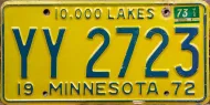MINNESOTA 1973 TRUCK LICENSE PLATE