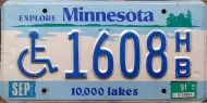 MINNESOTA 1991 DISABLED LICENSE PLATE