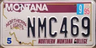 MONTANA 1995 NORTHERN MONTANA COLLEGE LICENSE PLATE