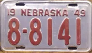NEBRASKA 1949 LICENSE PLATE
