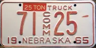 NEBRASKA 1965 HALF YEAR TRUCK LICENSE PLATE
