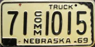 NEBRASKA 1969 TRUCK  LICENSE PLATE