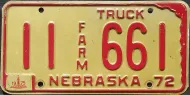 NEBRASKA 1975 FARM TRUCK LICENSE PLATE