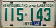 NEWFOUNDLAND 1972 LICENSE PLATE