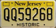 NEW JERSEY YELLOW HISTORIC LICENSE PLATE