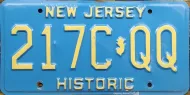 NEW JERSEY BLUE HISTORIC VEHICLE LICENSE PLATE