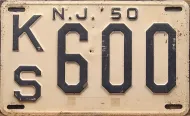 NEW JERSEY 1950 LICENSE PLATE