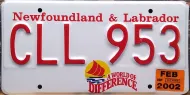 NEWFOUNDLAND 2002 COMMERCIAL LICENSE PLATE