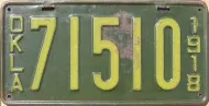 OKLAHOMA 1918 LICENSE PLATE