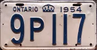 ONTARIO 1954 LICENSE PLATE