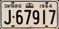 ONTARIO 1964 LICENSE PLATE