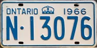 ONTARIO 1966 LICENSE PLATE
