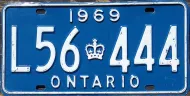 ONTARIO 1969 LICENSE PLATE